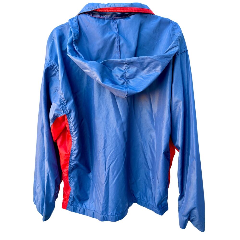 Vintage Nike Windbreaker Jacket Mens Large Blue Red 1/4 Zip Hooded 90s Y2K - Picture 2 of 2